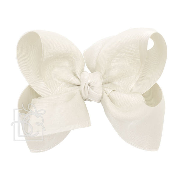 Beyond Creations 5.5" Organza Layered Double Knot Bow on Clip - Antique White