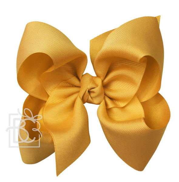 Beyond Creations 5.5" Signature Grosgrain Double Knot Bow on Clip - Old Gold