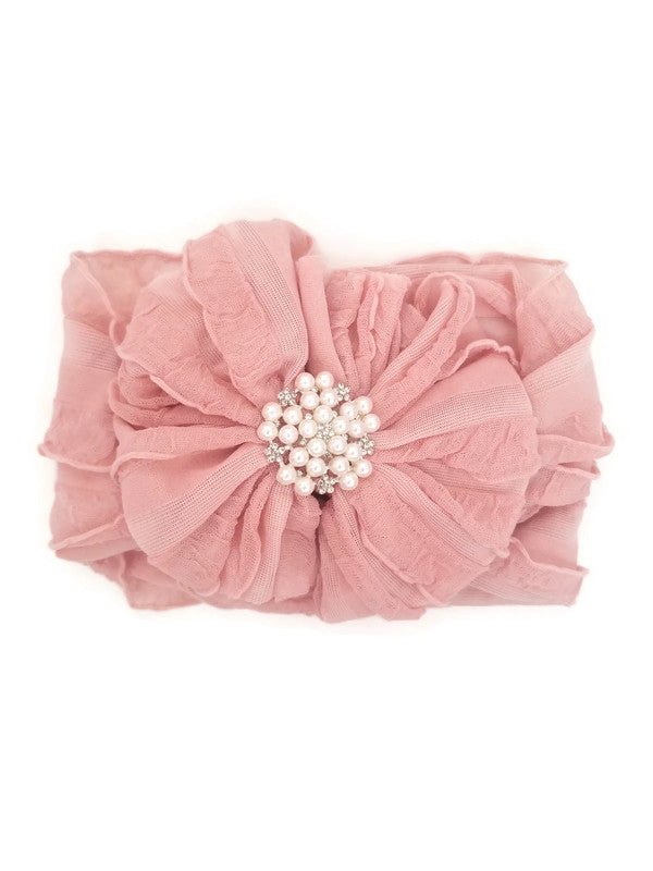 In Awe Couture Paris Pink Pearl Ruffled Headband