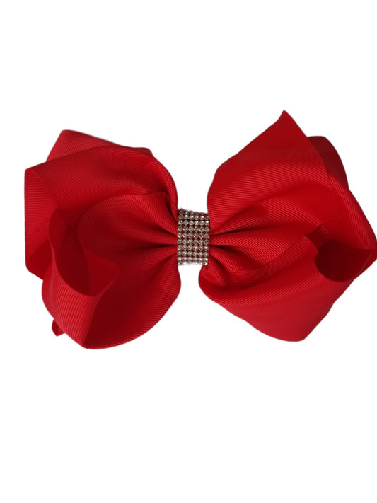 Large Red Hair Bow with Bling