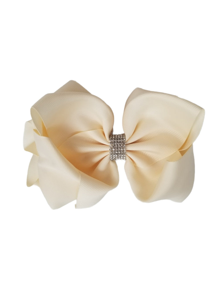 Large Ivory Hair Bow with Bling