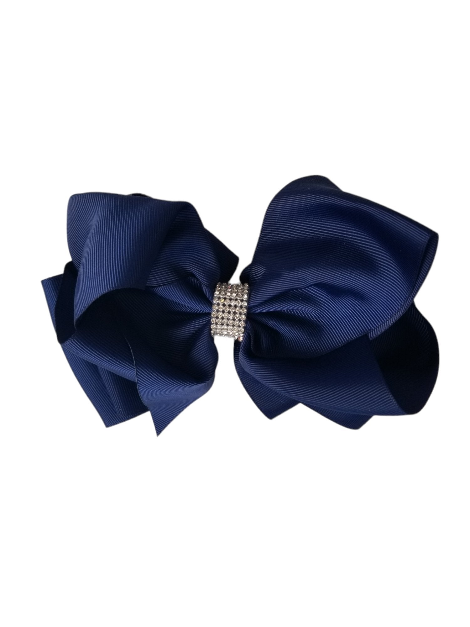 Large Navy Hair Bow with Bling