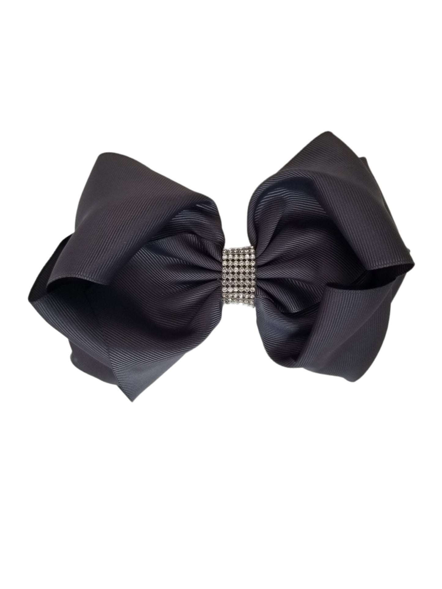 Large Dark Grey Hair Bow with Bling