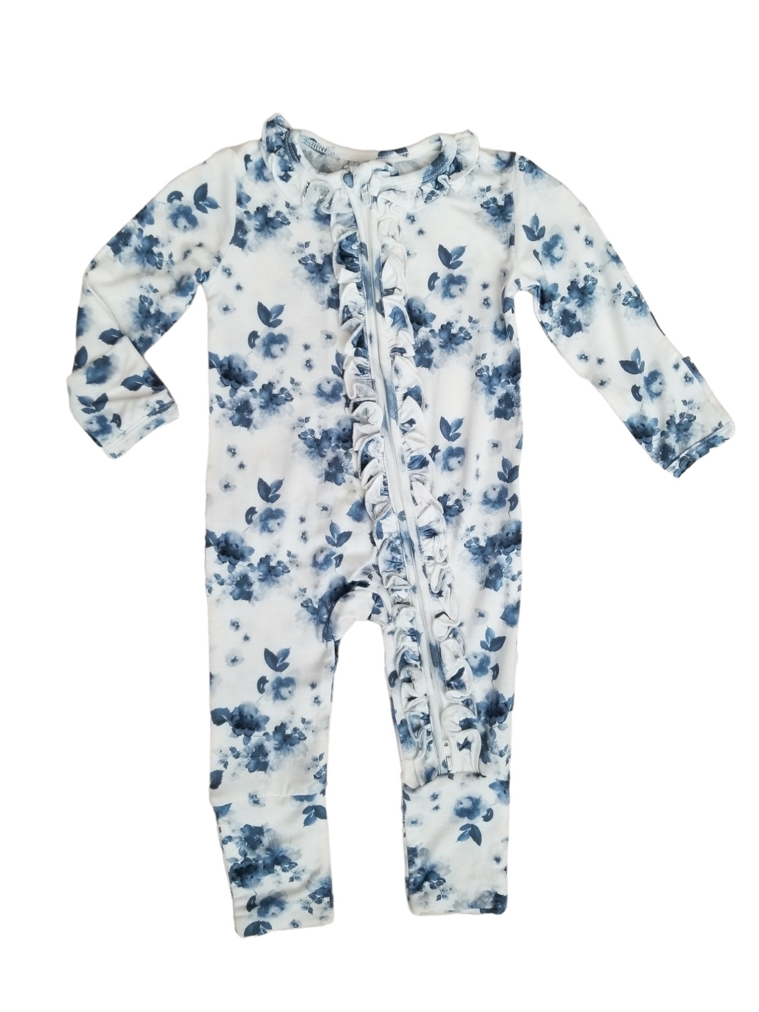 Rockin Royalty Baby French Floral Ruffle Zip Footie