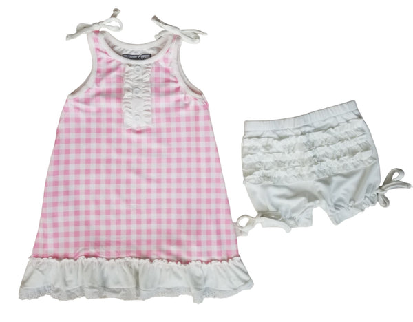 Sugar Bee Blanks Gown with Bloomers - Pink Gingham