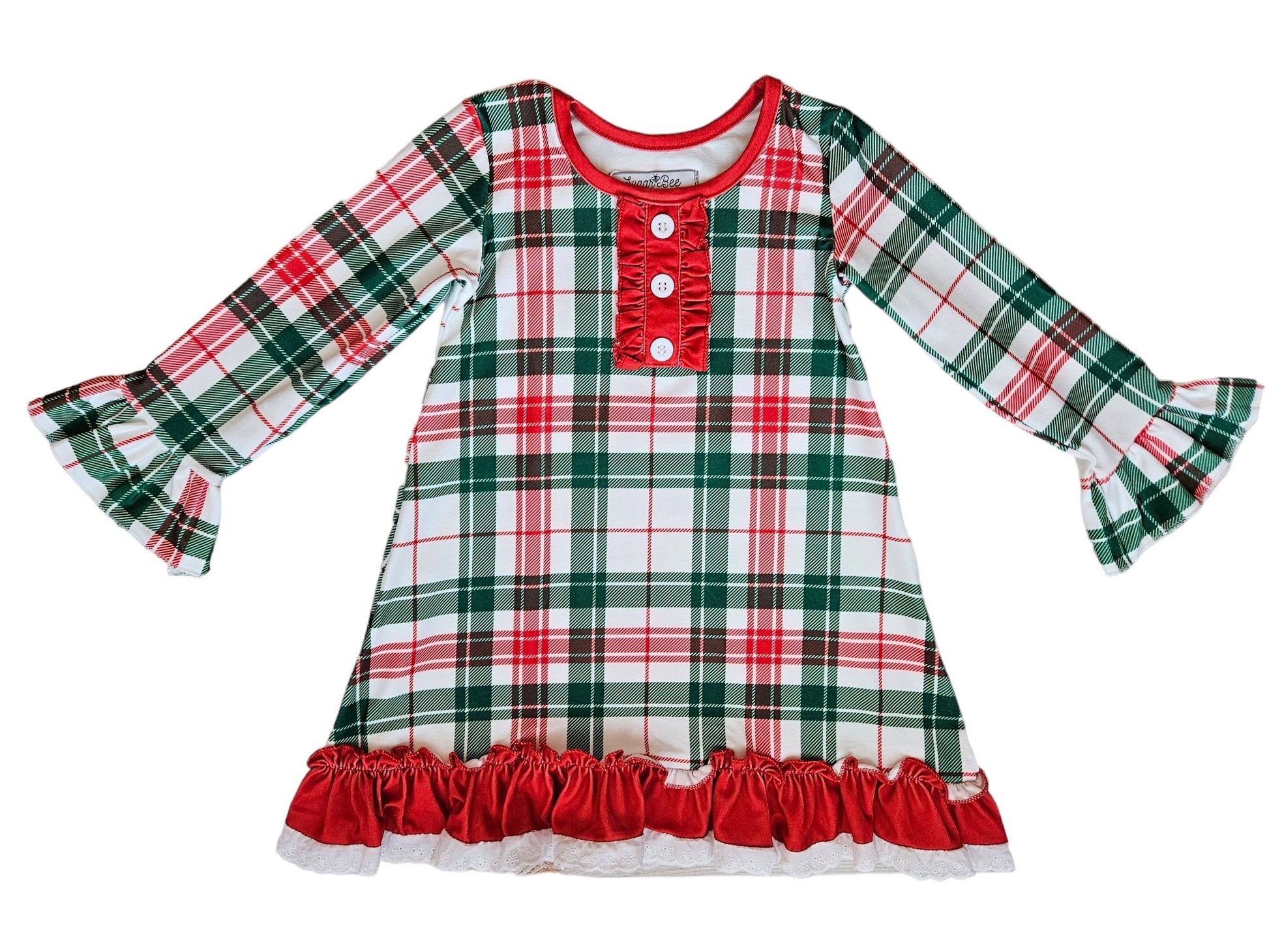 Sugar Bee Blanks Gown with Bloomers - Christmas Plaid