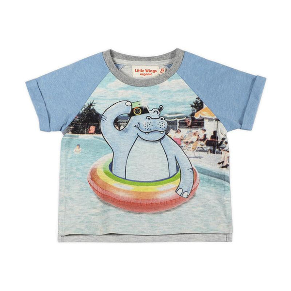 Little Wings Happy Snapper Hippo T-Shirt and Hello Palms Shorts Set