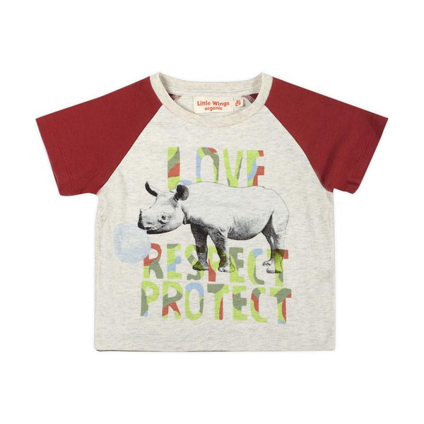 Little Wings Love Respect Protect Rhino T-Shirt and Hawaiian Print Shorts Set