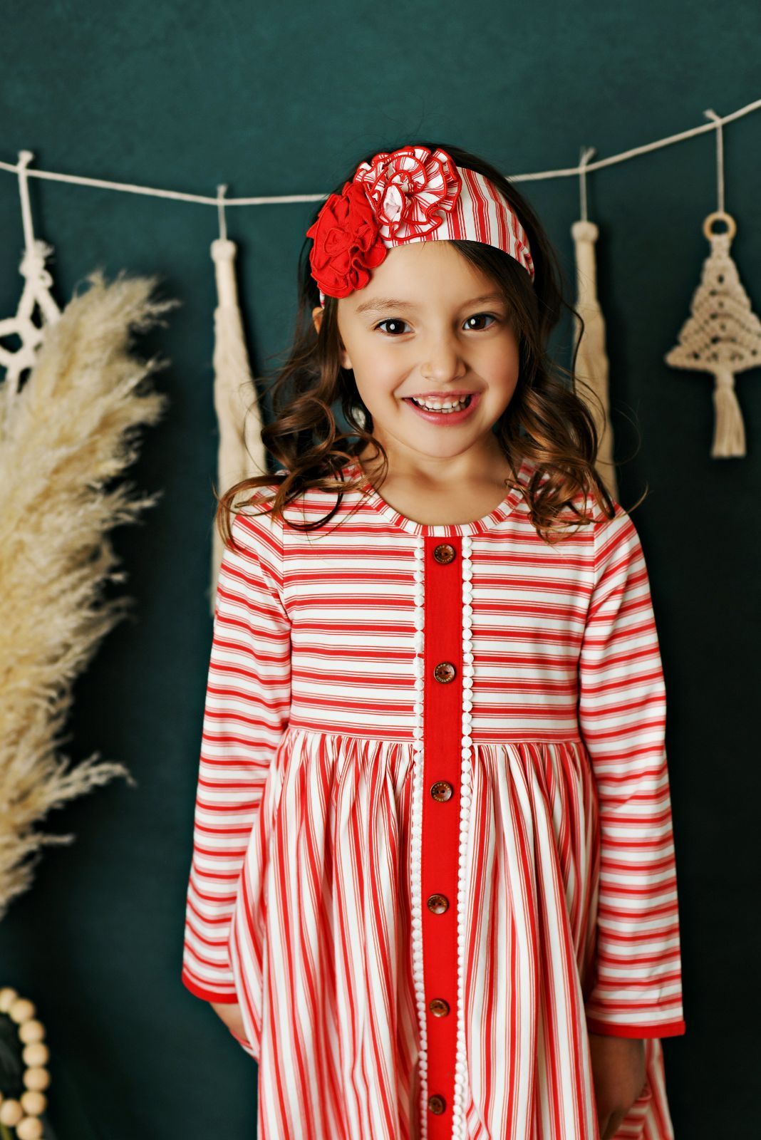 Swoon Baby Winter Floral Prim Stripe Pocket Dress Style 21-61