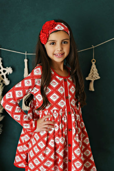 Swoon Baby Winter Floral Prim Pocket Dress Style 21-62