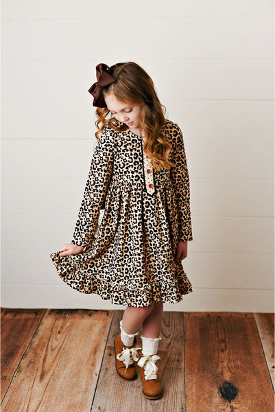 Swoon Baby Midnight Leopard Petal Pocket Dress