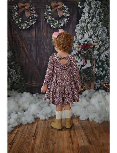 Swoon Baby Wisteria Plum Ditsy Floral Dainty Dress