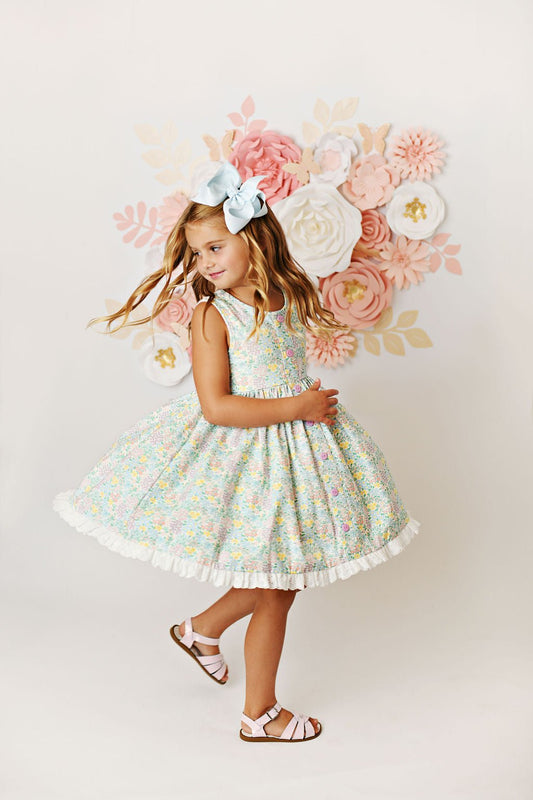 Swoon Baby Spring Ditsy Floral Prim Eyelet Bow Dress
