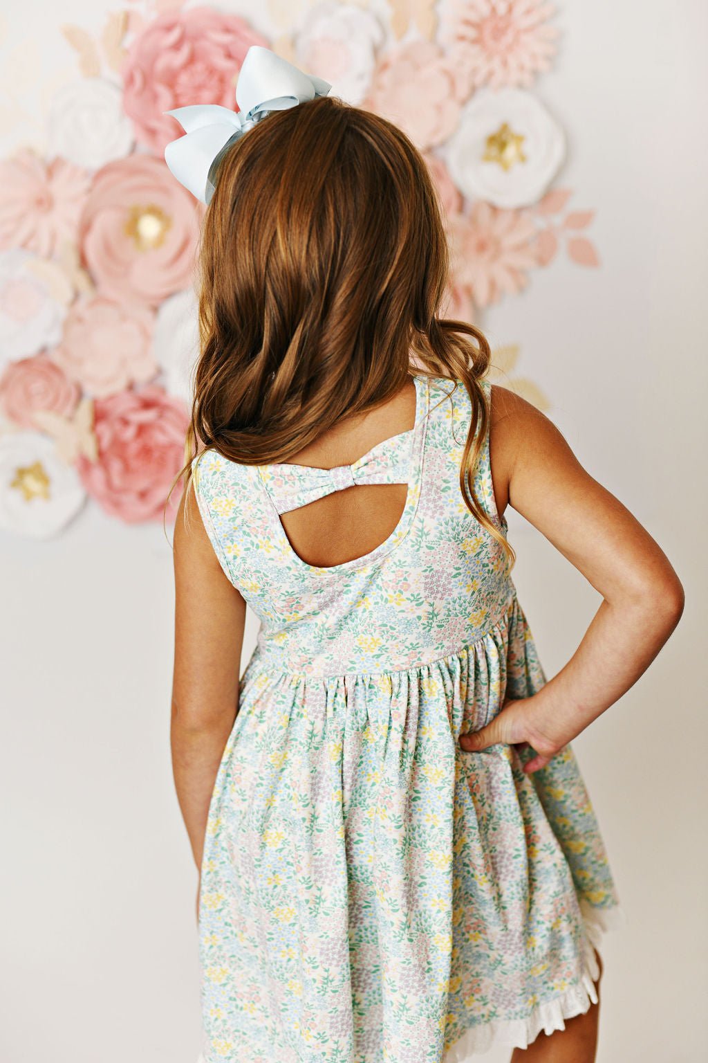 Swoon Baby Spring Ditsy Floral Prim Eyelet Bow Dress