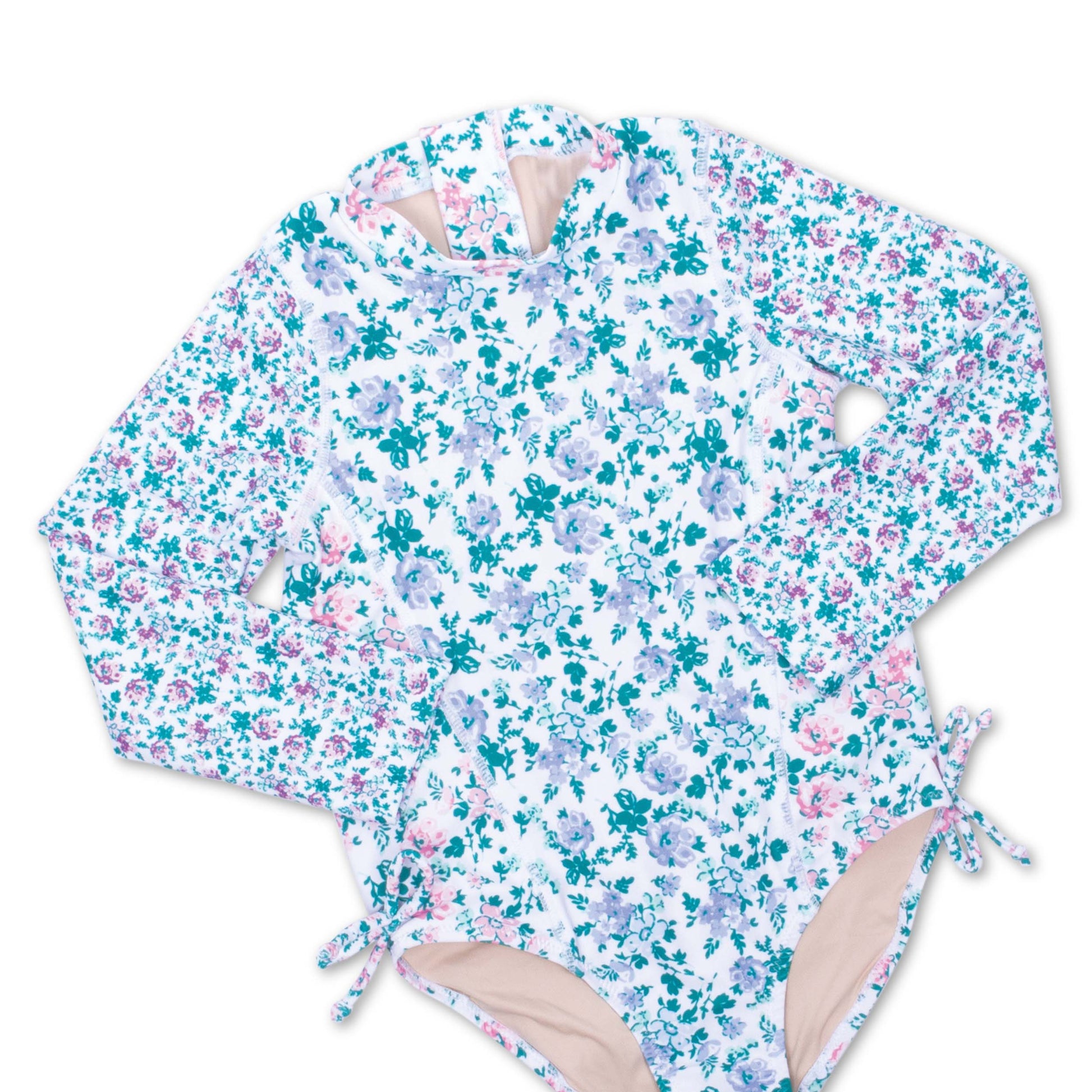 Shade Critters Floral Patchwork Longsleeve One Piece Swimsuit