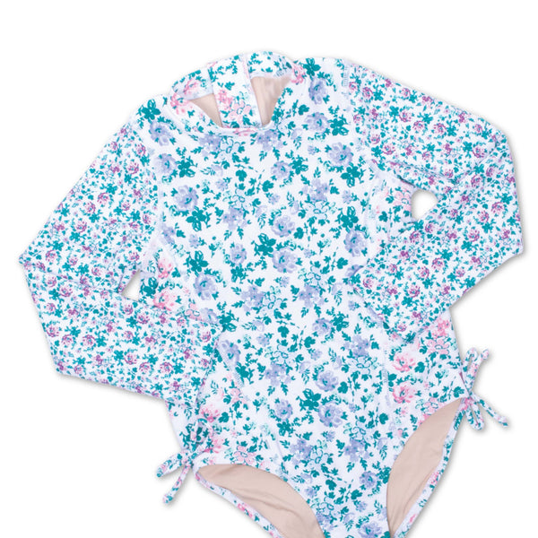 Shade Critters Floral Patchwork Longsleeve One Piece Swimsuit