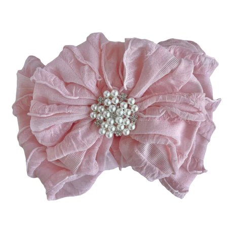 In Awe Couture Sweet Pink Pearl Ruffled Headband