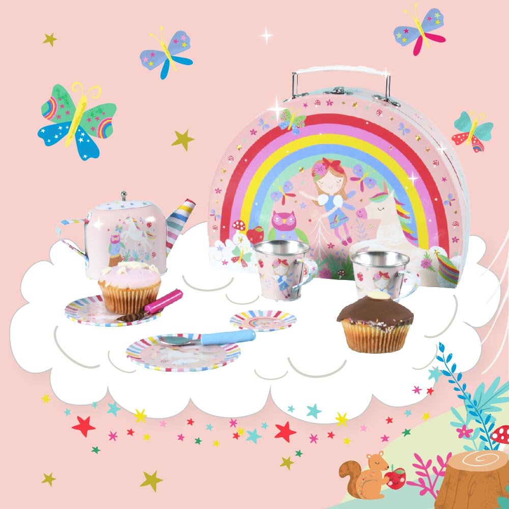 Floss & Rock Tin Tea Set 10 Piece - Rainbow Fairy