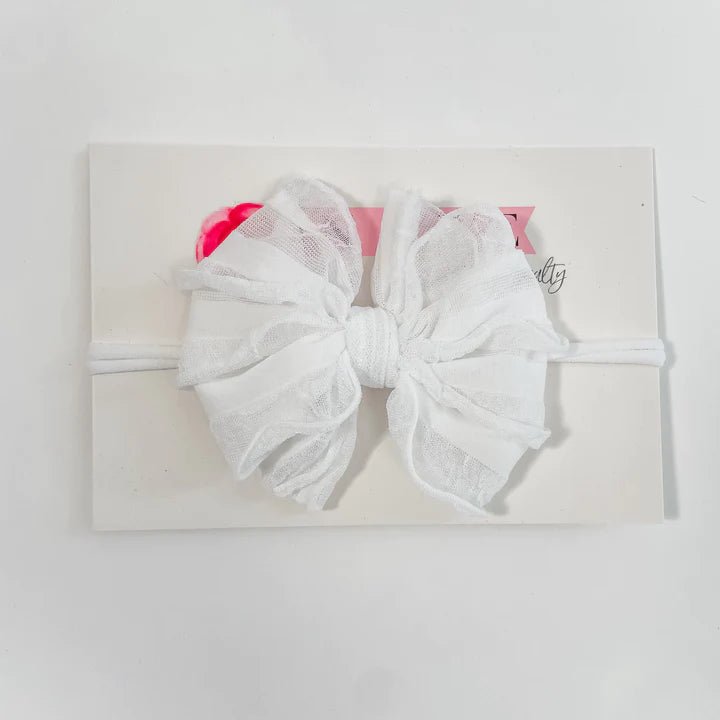 In Awe Couture Mini White Ruffled Headband