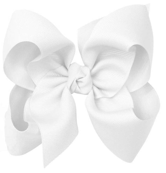 Beyond Creations 5.5" Signature Grosgrain Double Knot Bow on Clip - White
