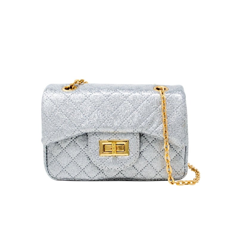 Zomi Gems Classic Quilted Sparkle Mini Bag - Silver