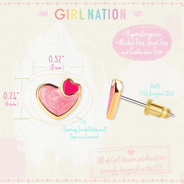 Girl Nation Cutie Stud Earrings - Heart 2 Heart
