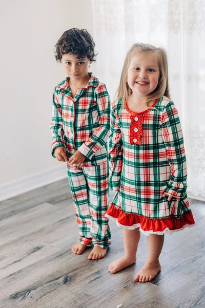 Sugar Bee Blanks Gown with Bloomers - Christmas Plaid