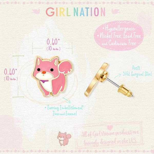 Girl Nation Cutie Stud Earrings - Charming Corgi