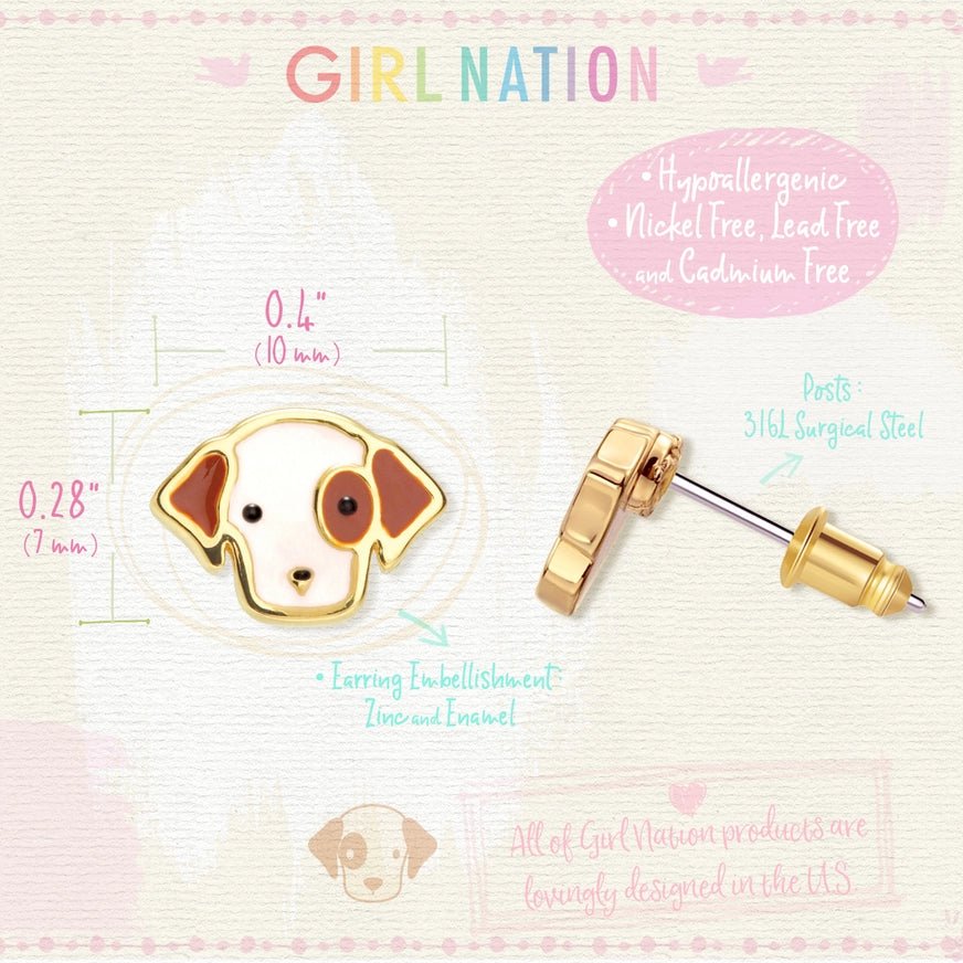 Girl Nation Cutie Stud Earrings - Perky Puppy