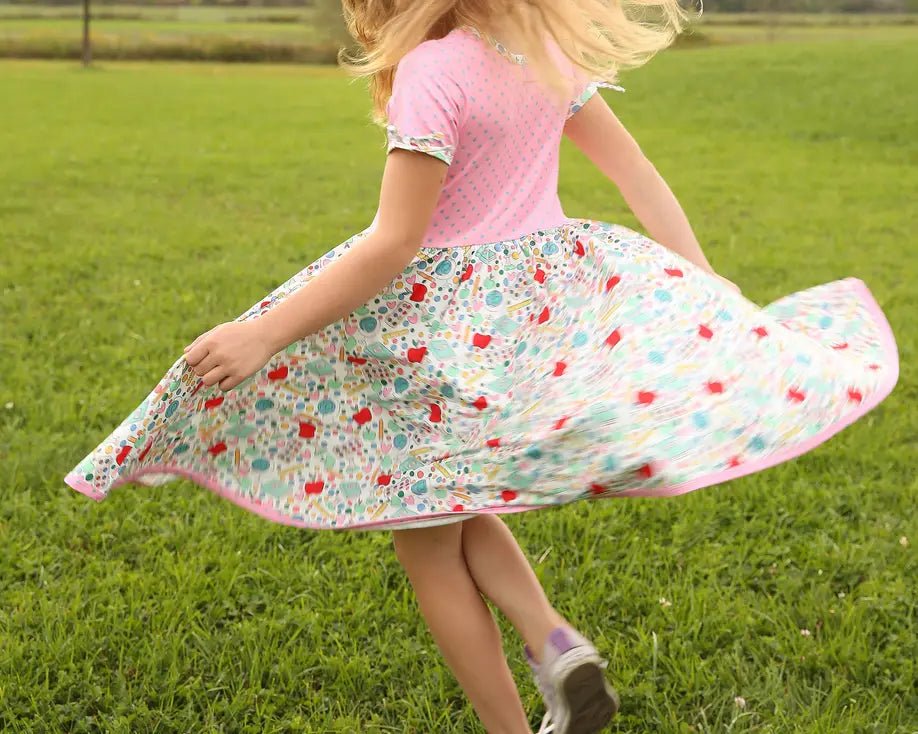 Charlies Project Kids Ready for Class Girls Twirl Dress with Pockets