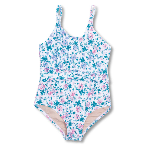 Shade Critters Floral Patchwork Faux Wrap One Piece Swimsuit