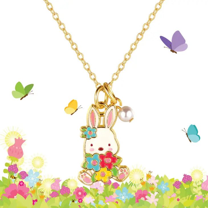 Girl Nation Sweet Petite Necklace - Easter Bunny and Blooms