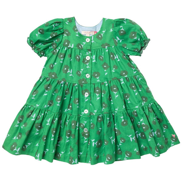 Pink Chicken Girls Elizabeth Dress - Green Flower Toss