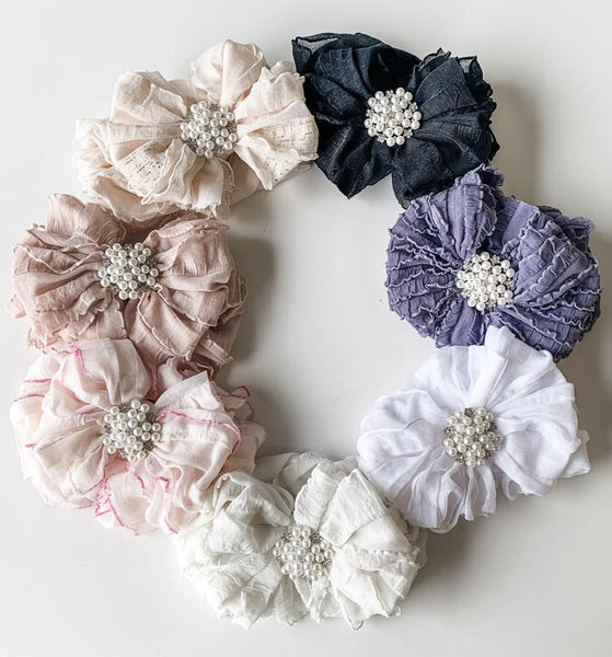 In Awe Couture Pearl Ruffled Headbands