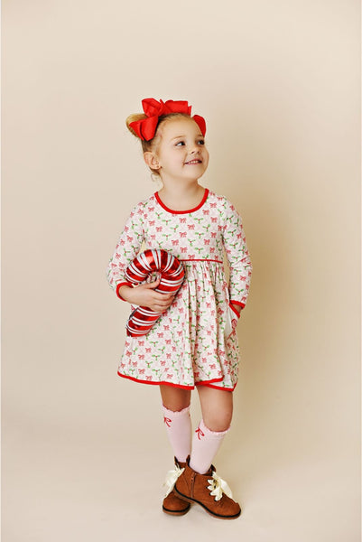 Swoon Baby Holly Bow Watercolor Embroidery Pocket Dress Style 23-67